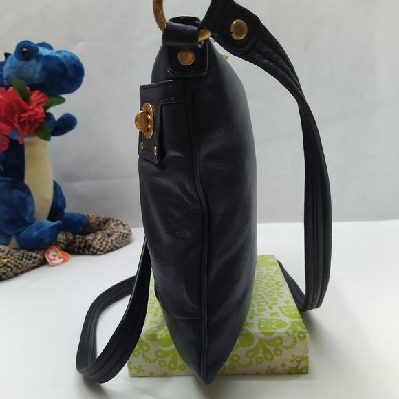 Marc by Marc Jacobs Black Leather Double Turnlock Pockets Zipper Crossbody Bag - Picture 6 of 16